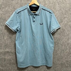 Nick Danger Polo Shirt Mens Large Blue Short Sleeve Tipped Collar Cotton Spandex